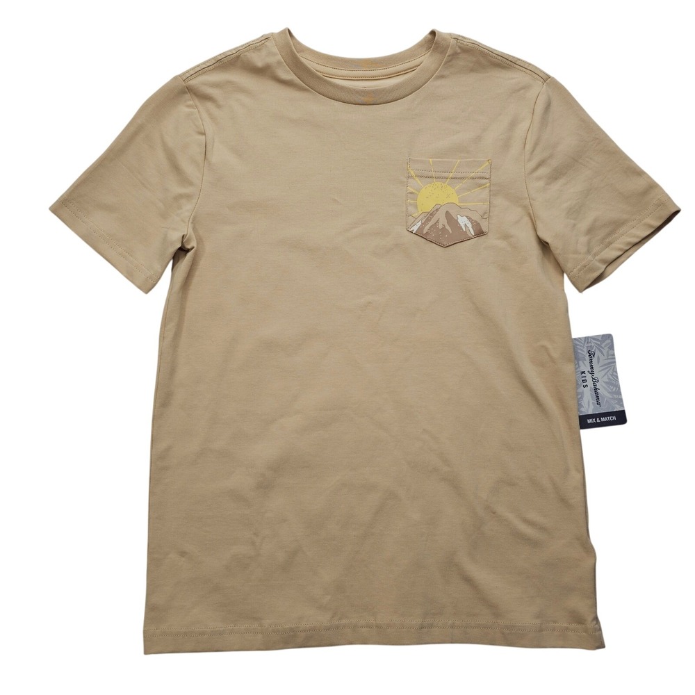 Tommy Bahama Kids Tan Mountain Sun Pocket T-Shirt Boys Size L 10/12 New - Picture 2 of 9